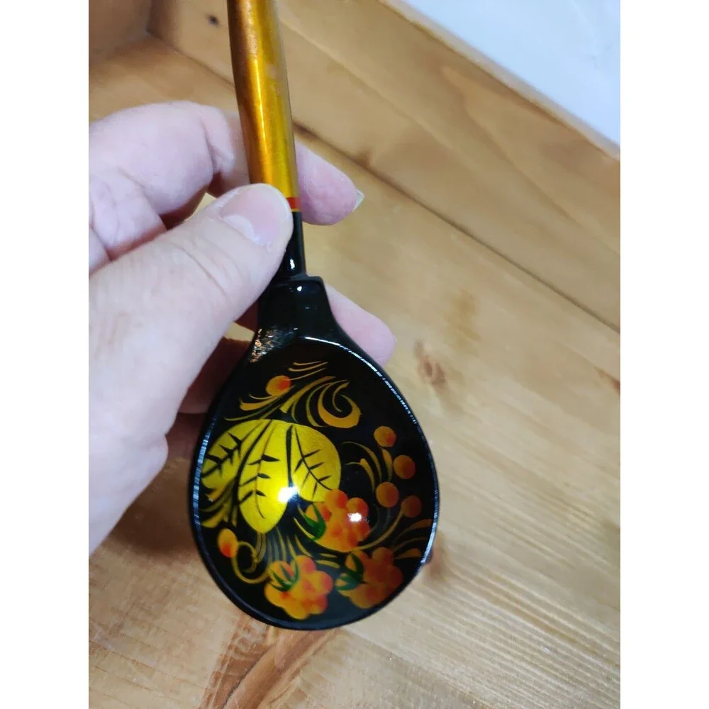 Lot Of 3 RUSSIAN KHOKHLOMA HAND PAINTED LACQUERED WOODEN SPOONS BERRIES 7